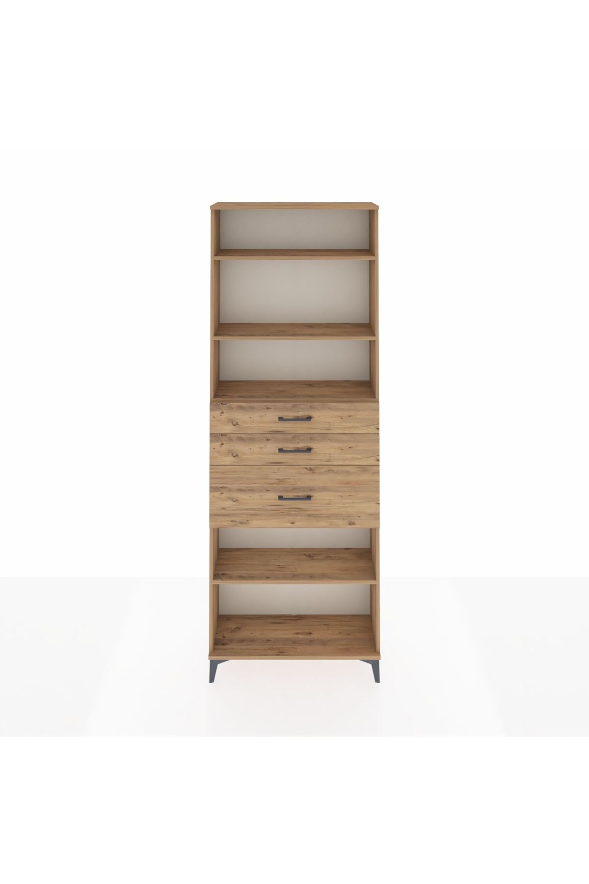 Arges Dolap 4 Raflı 3 Çekmeceli 88x30x243 Çam-Çam