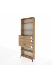 Arges Dolap 4 Raflı 3 Çekmeceli 88x30x243 Çam-Çam