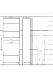 Arges Dolap 4 Raflı 3 Çekmeceli 88x30x243 Çam-Çam