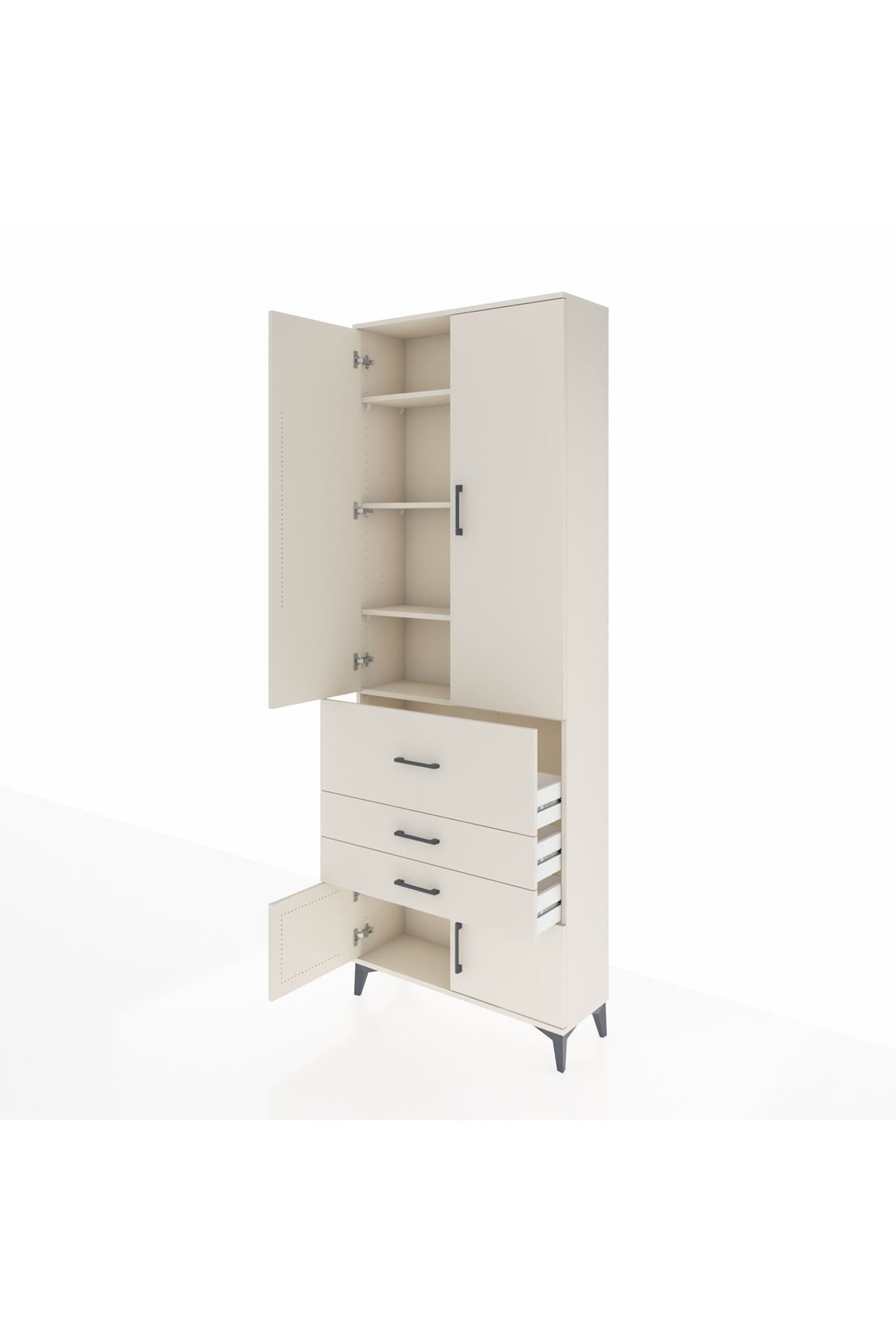 Arges Dolap 4 Raflı 3 Çekmeceli 2 Kapaklı 88x30x243 Aytaşı-Aytaşı