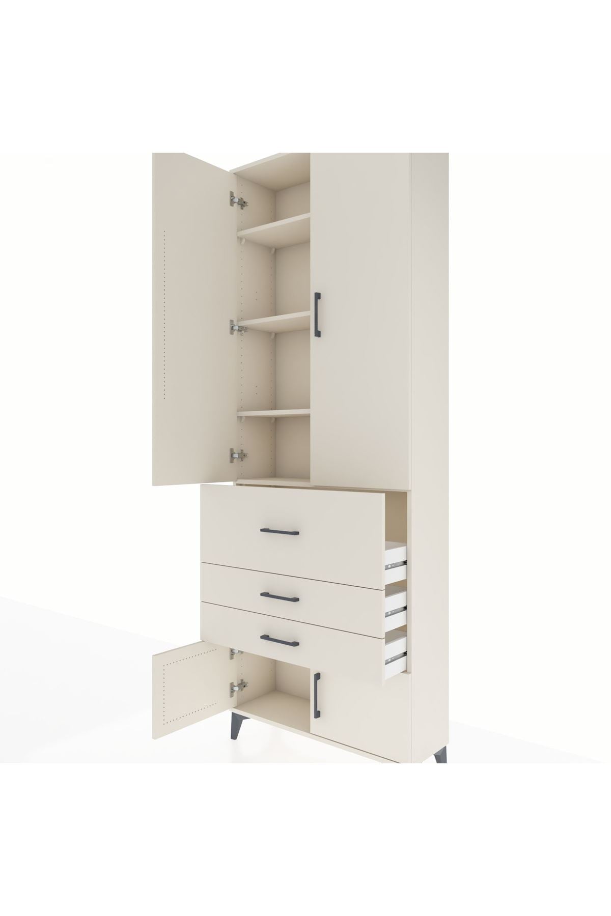 Arges Dolap 4 Raflı 3 Çekmeceli 2 Kapaklı 88x30x243 Aytaşı-Aytaşı