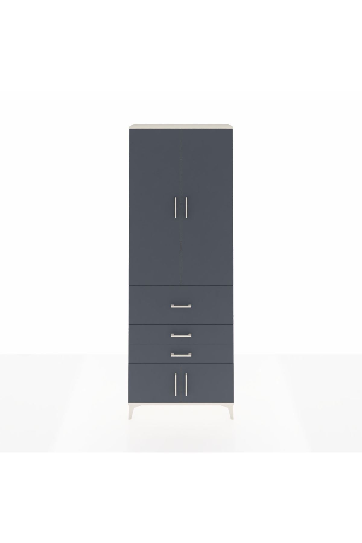 Arges Dolap 4 Raflı 3 Çekmeceli 2 Kapaklı 88x30x243 Aytaşı-Antrasit