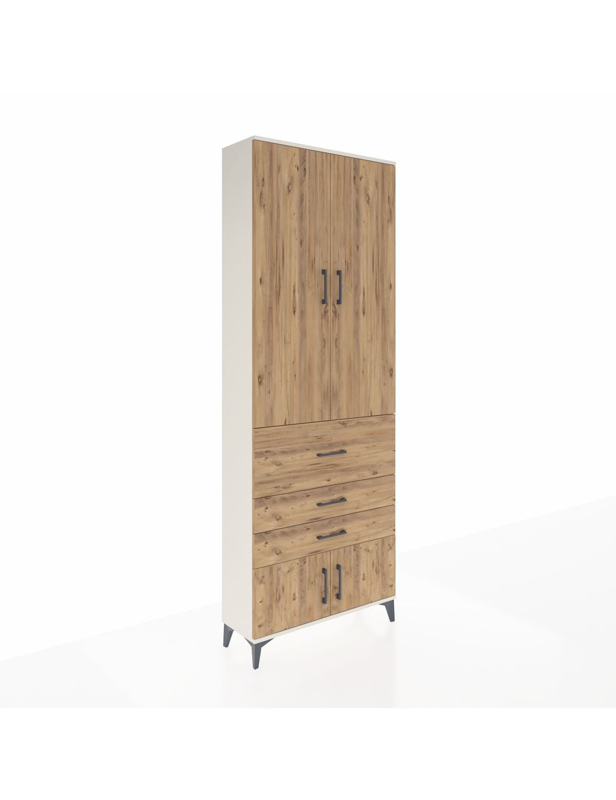 Arges Dolap 4 Raflı 3 Çekmeceli 2 Kapaklı 88x30x243 Aytaşı-Çam