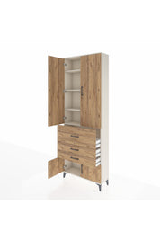 Arges Dolap 4 Raflı 3 Çekmeceli 2 Kapaklı 88x30x243 Aytaşı-Çam