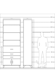 Arges Dolap 4 Raflı 3 Çekmeceli 2 Kapaklı 88x30x243 Aytaşı-Çam