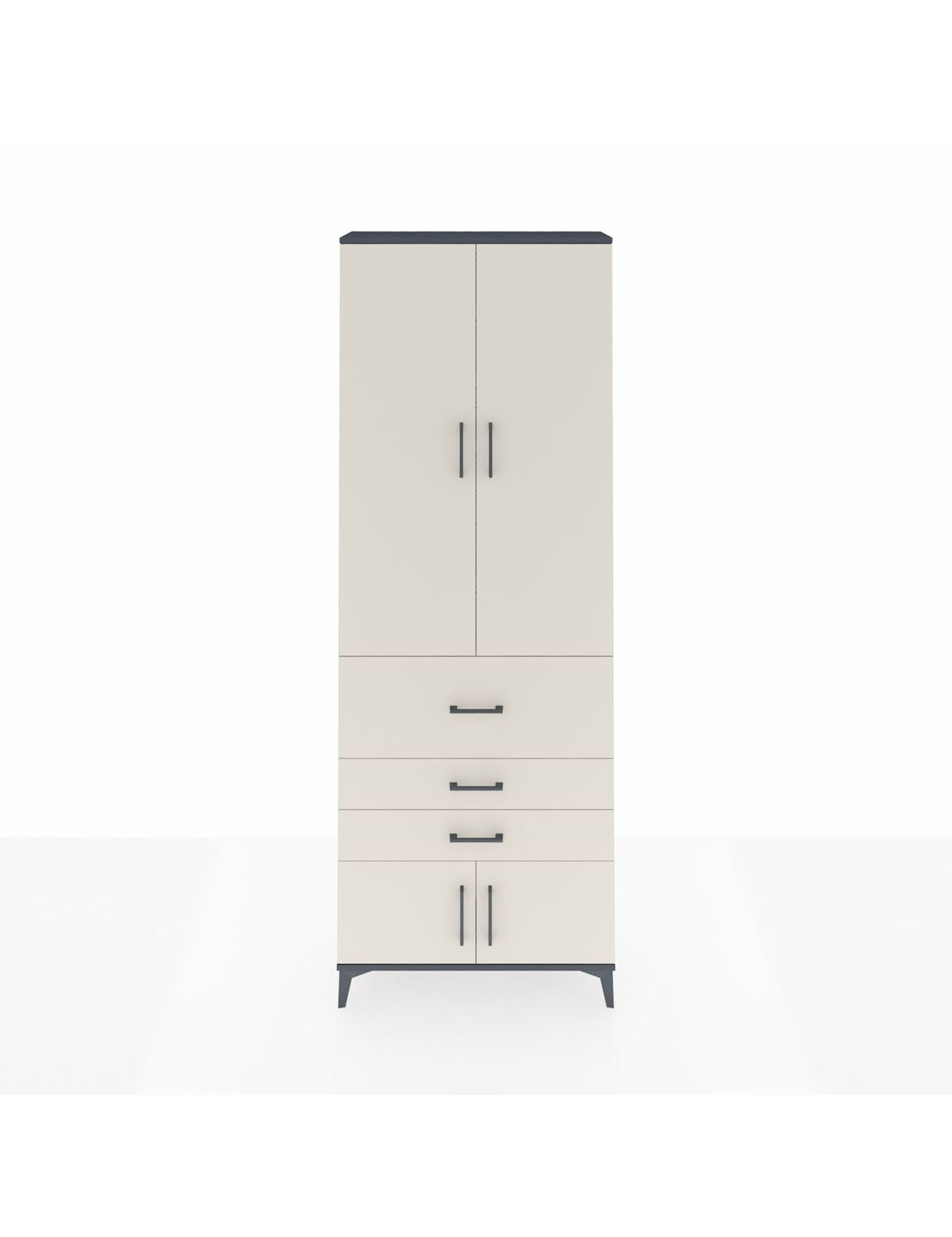 Arges Dolap 4 Raflı 3 Çekmeceli 2 Kapaklı 88x30x243 Antrasit-Aytaşı