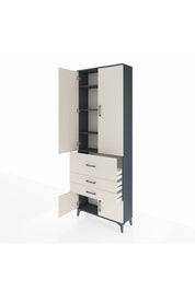 Arges Dolap 4 Raflı 3 Çekmeceli 2 Kapaklı 88x30x243 Antrasit-Aytaşı