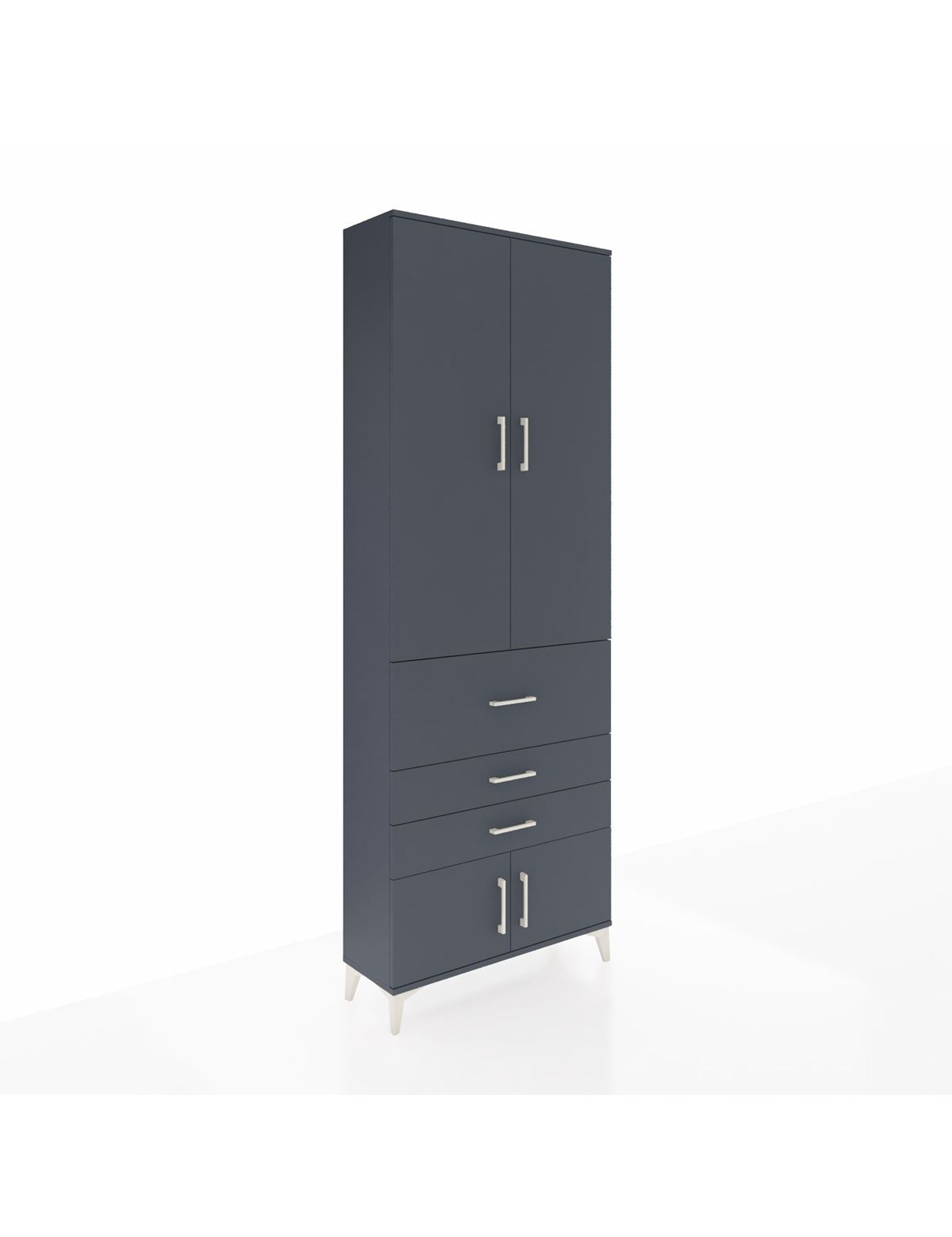 Arges Dolap 4 Raflı 3 Çekmeceli 2 Kapaklı 88x30x243 Antrasit-Antrasit