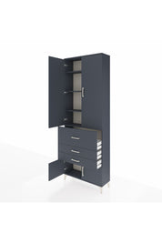 Arges Dolap 4 Raflı 3 Çekmeceli 2 Kapaklı 88x30x243 Antrasit-Antrasit