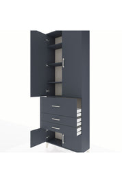 Arges Dolap 4 Raflı 3 Çekmeceli 2 Kapaklı 88x30x243 Antrasit-Antrasit