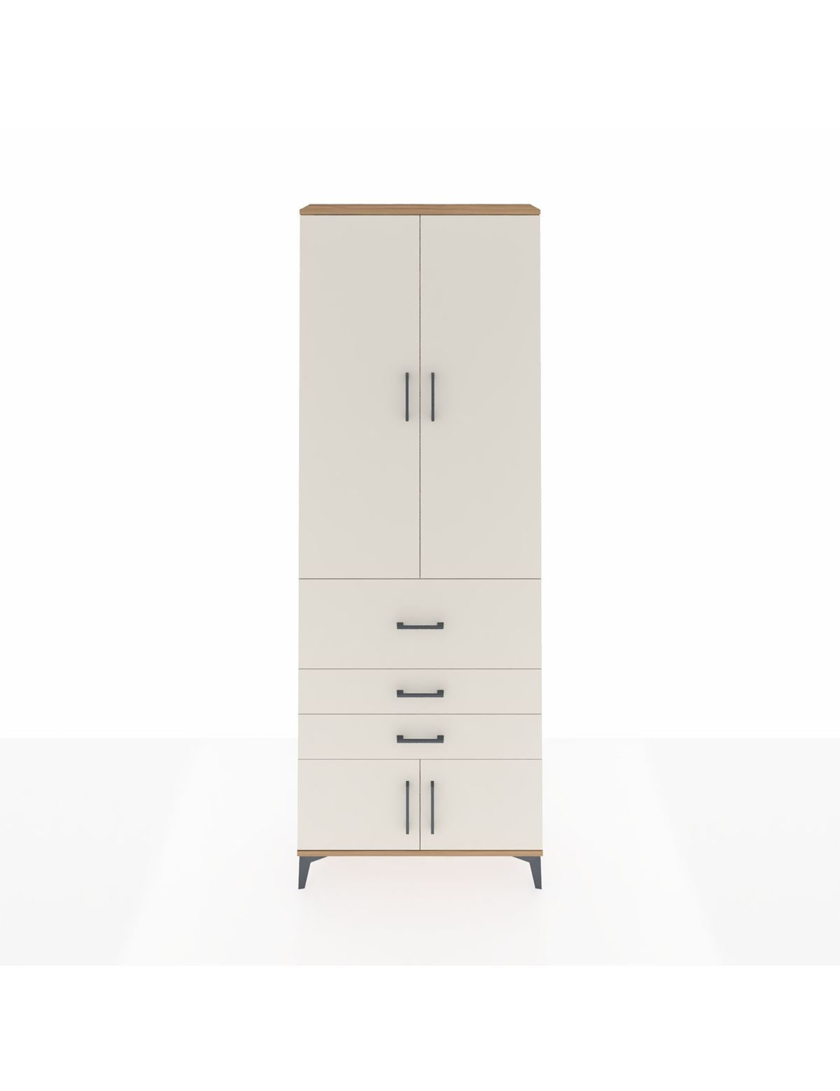 Arges Dolap 4 Raflı 3 Çekmeceli 2 Kapaklı 88x30x243 Çam-Aytaşı