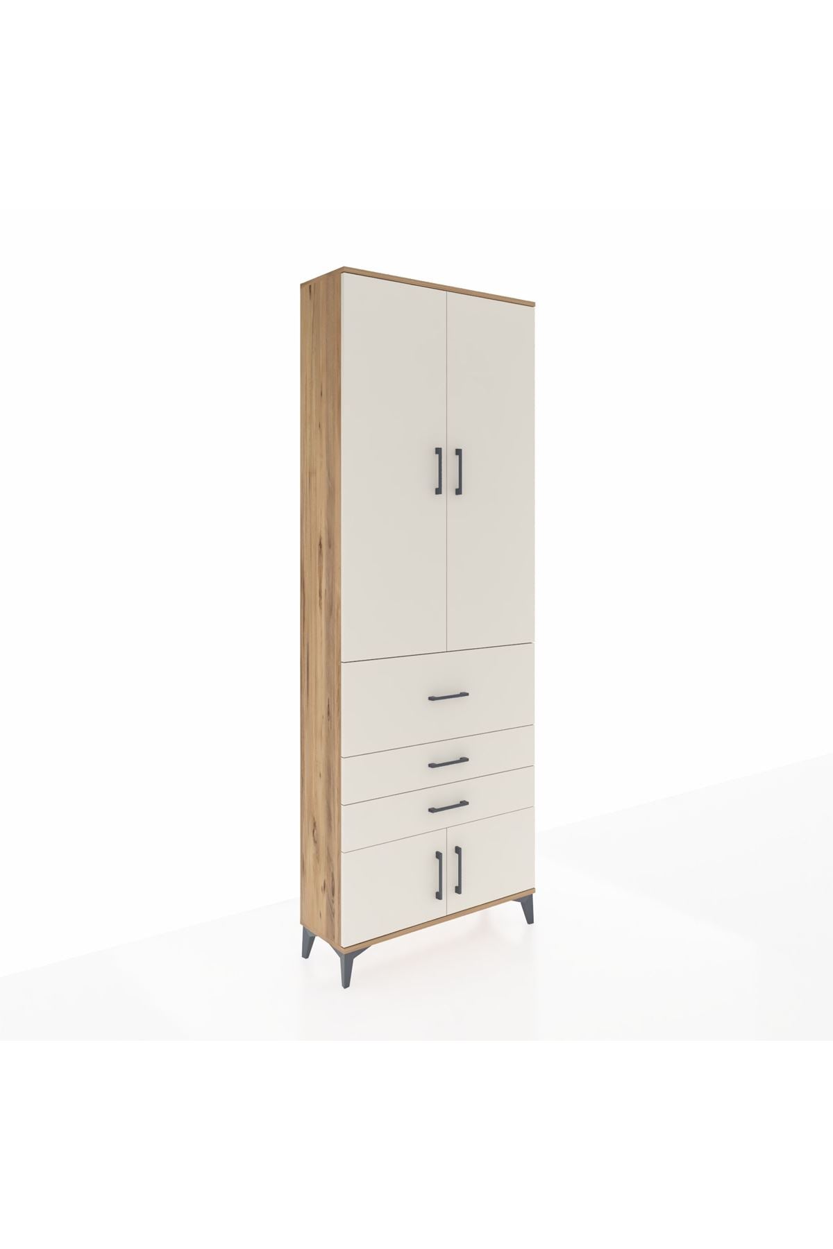 Arges Dolap 4 Raflı 3 Çekmeceli 2 Kapaklı 88x30x243 Çam-Aytaşı