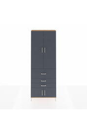 Arges Dolap 4 Raflı 3 Çekmeceli 2 Kapaklı 88x30x243 Çam-Antrasit