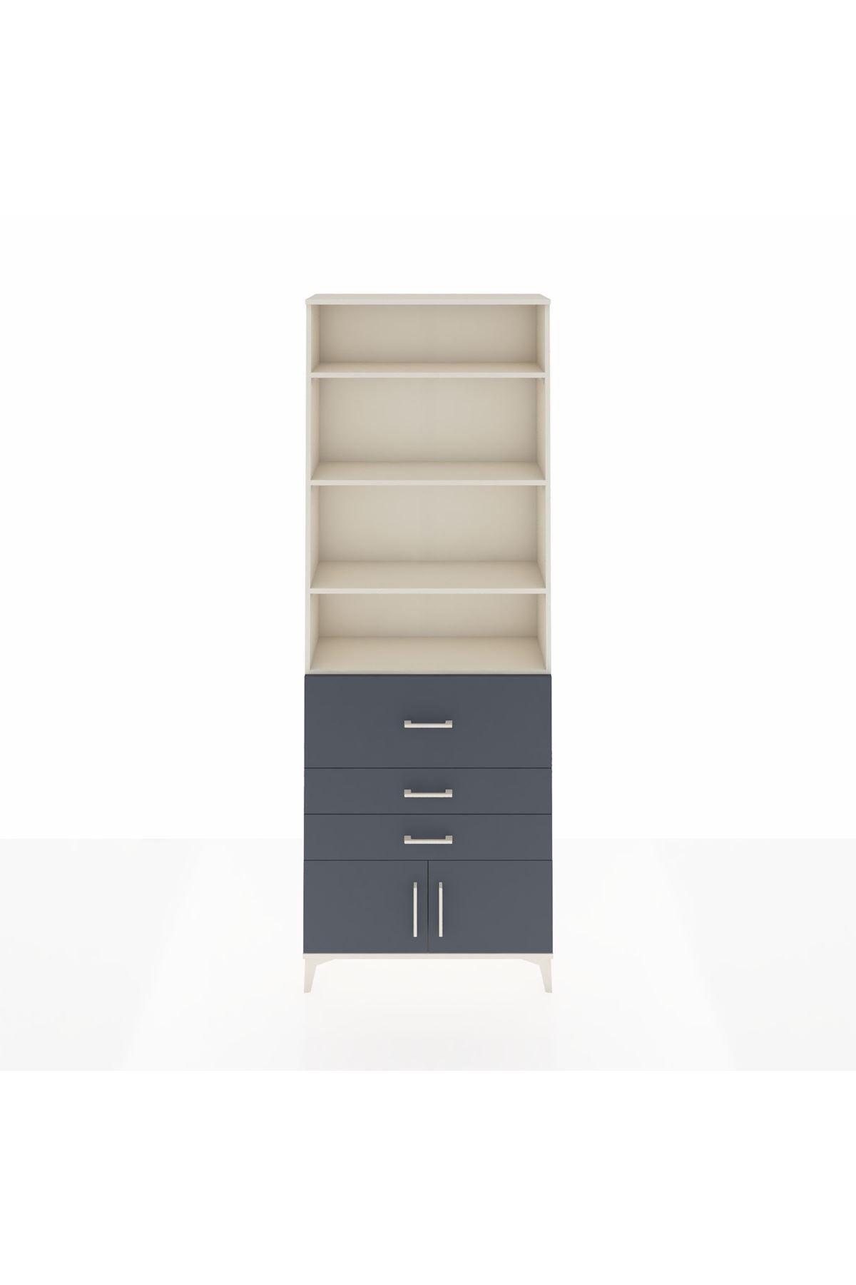 Arges Dolap 3 Raflı 2 Kapaklı Tek Askılı 88x30x243 Aytaşı-Antrasit