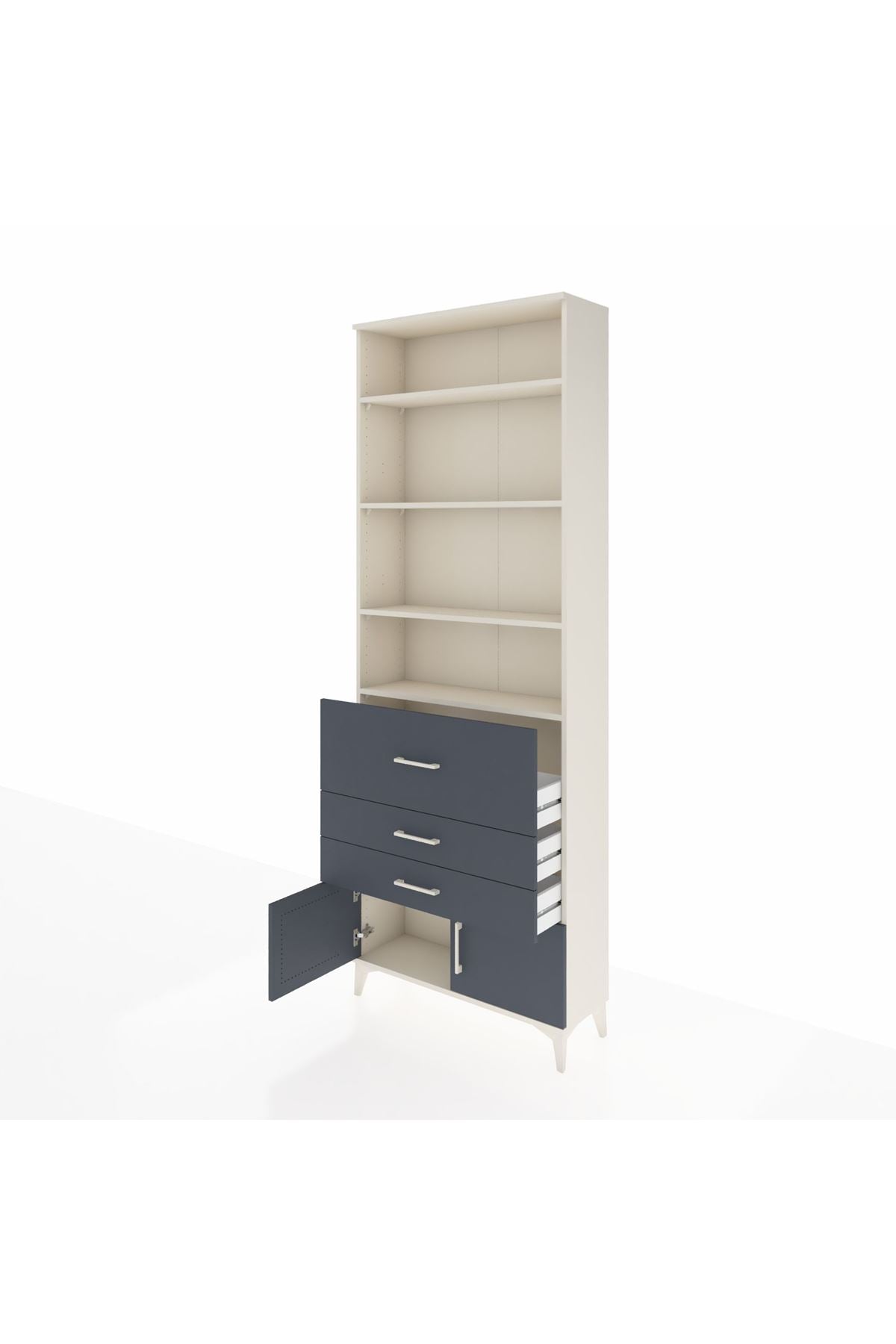 Arges Dolap 3 Raflı 2 Kapaklı Tek Askılı 88x30x243 Aytaşı-Antrasit