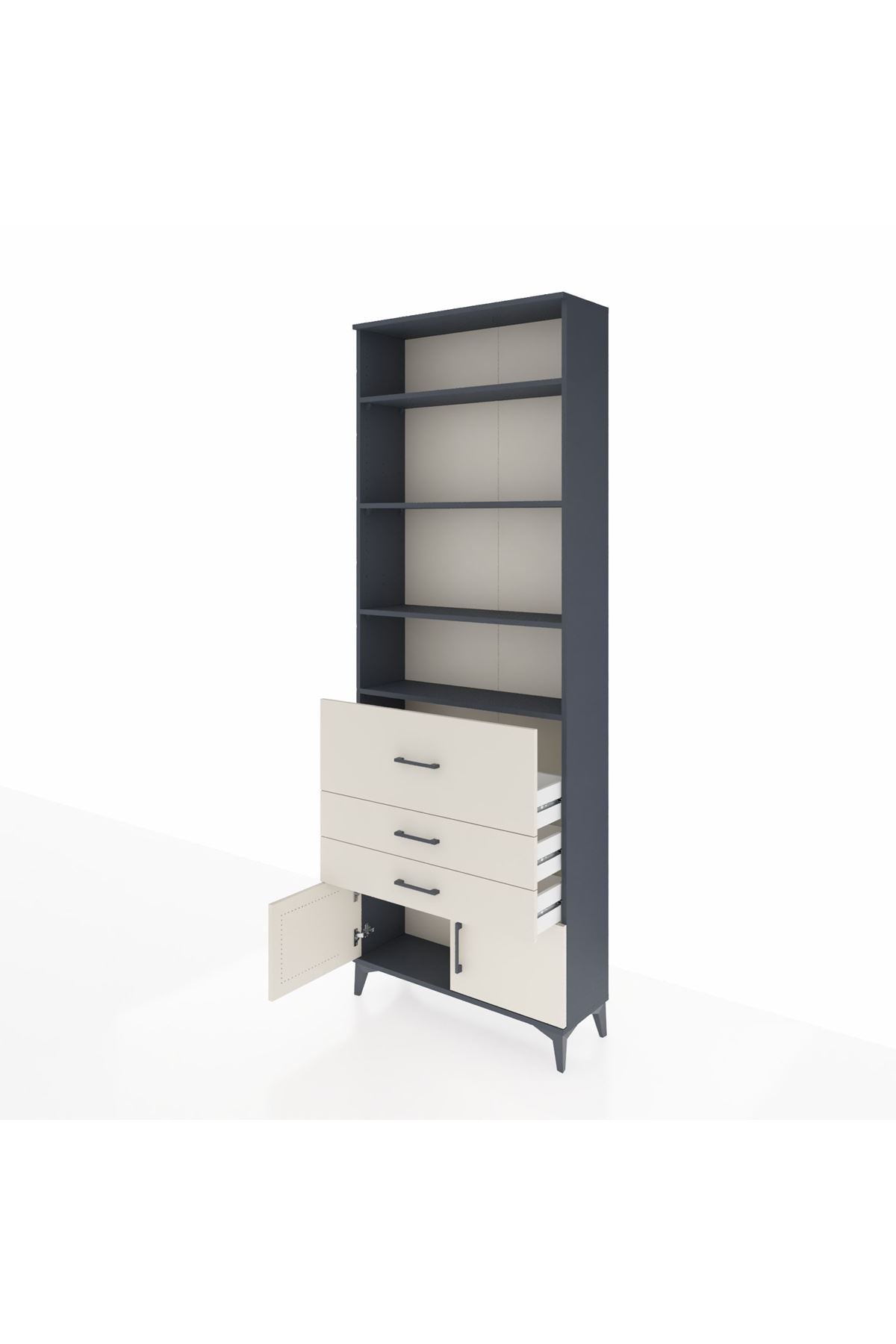 Arges Dolap 3 Raflı 2 Kapaklı Tek Askılı 88x30x243 Antrasit-Aytaşı