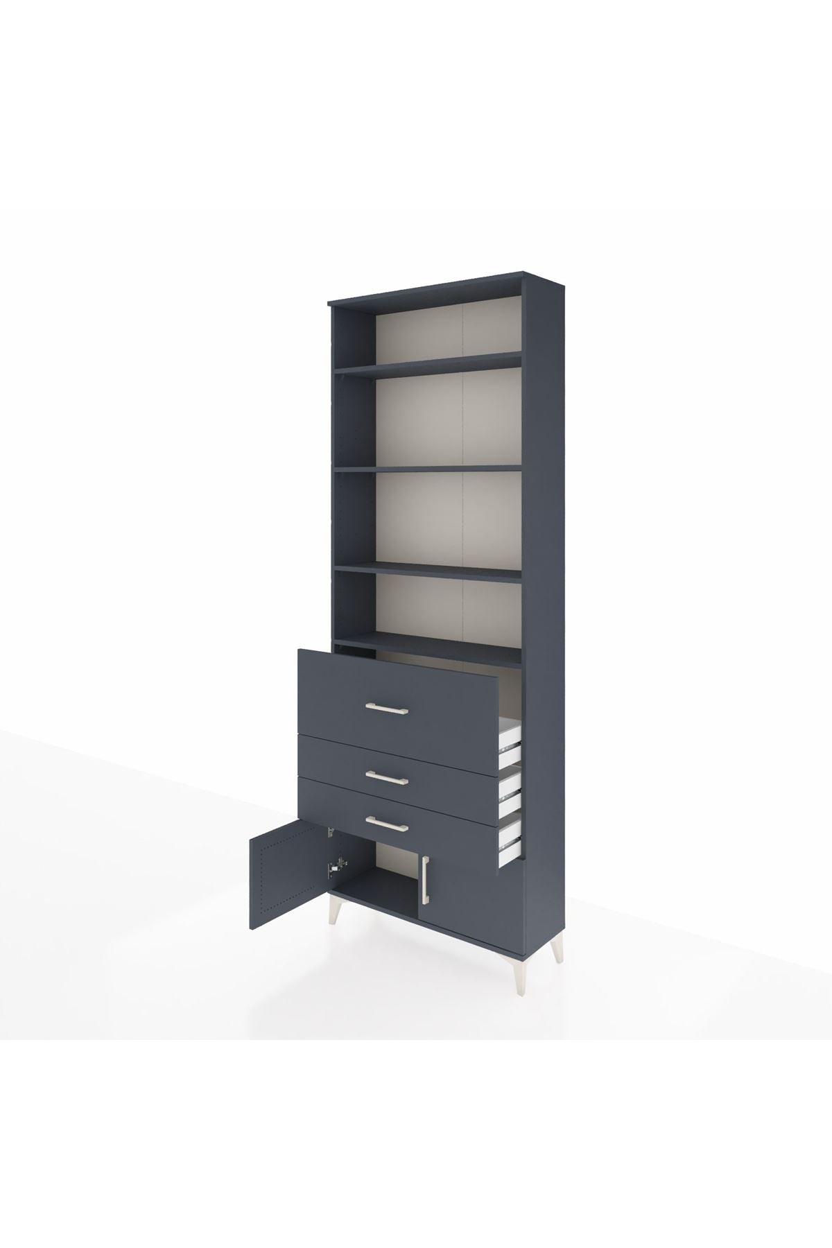 Arges Dolap 3 Raflı 2 Kapaklı Tek Askılı 88x30x243 Antrasit-Antrasit