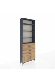 Arges Dolap 3 Raflı 2 Kapaklı Tek Askılı 88x30x243 Antrasit-Çam