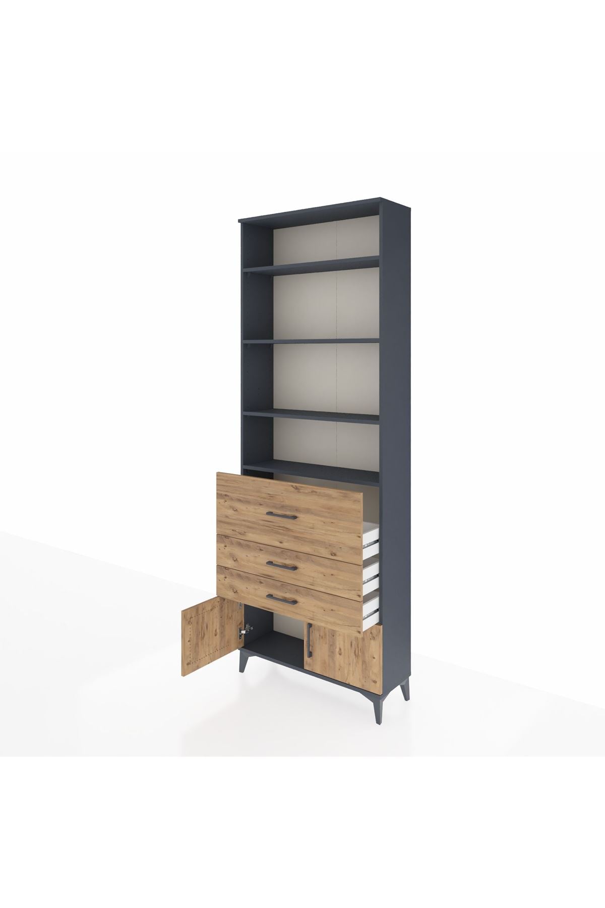 Arges Dolap 3 Raflı 2 Kapaklı Tek Askılı 88x30x243 Antrasit-Çam