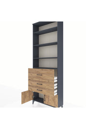 Arges Dolap 3 Raflı 2 Kapaklı Tek Askılı 88x30x243 Antrasit-Çam