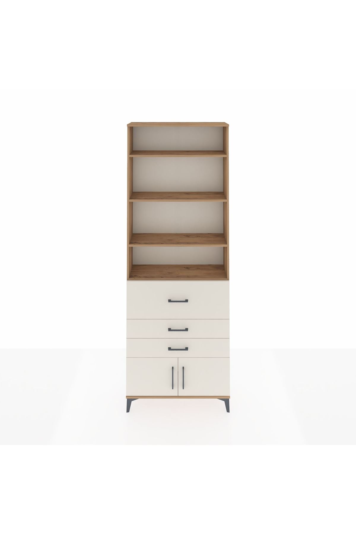 Arges Dolap 3 Raflı 2 Kapaklı Tek Askılı 88x30x243 Çam-Aytaşı