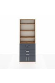 Arges Dolap 3 Raflı 2 Kapaklı Tek Askılı 88x30x243 Çam-Antrasit