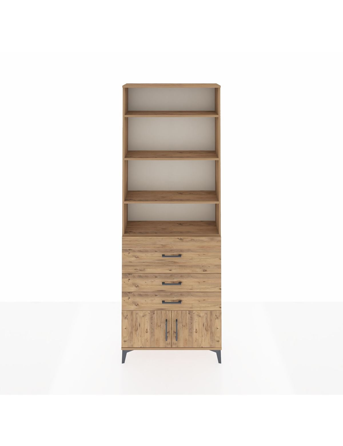 Arges Dolap 3 Raflı 2 Kapaklı Tek Askılı 88x30x243 Çam-Çam