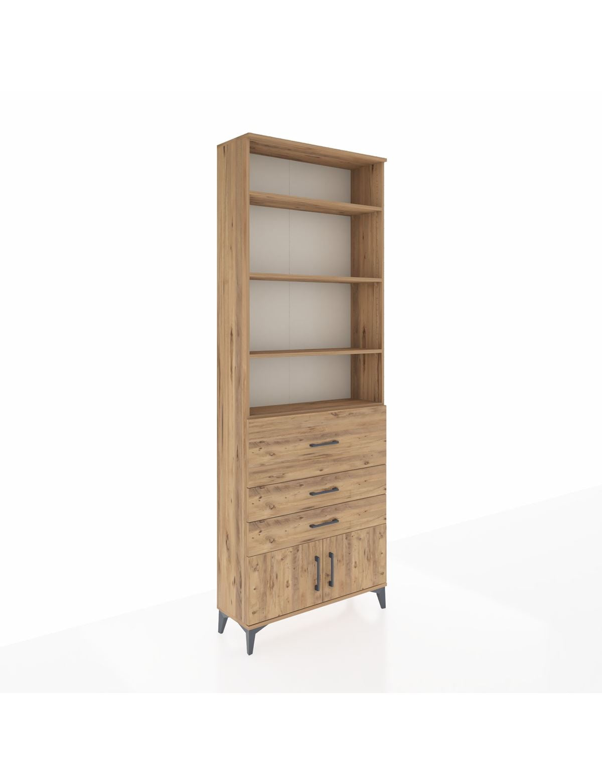 Arges Dolap 3 Raflı 2 Kapaklı Tek Askılı 88x30x243 Çam-Çam