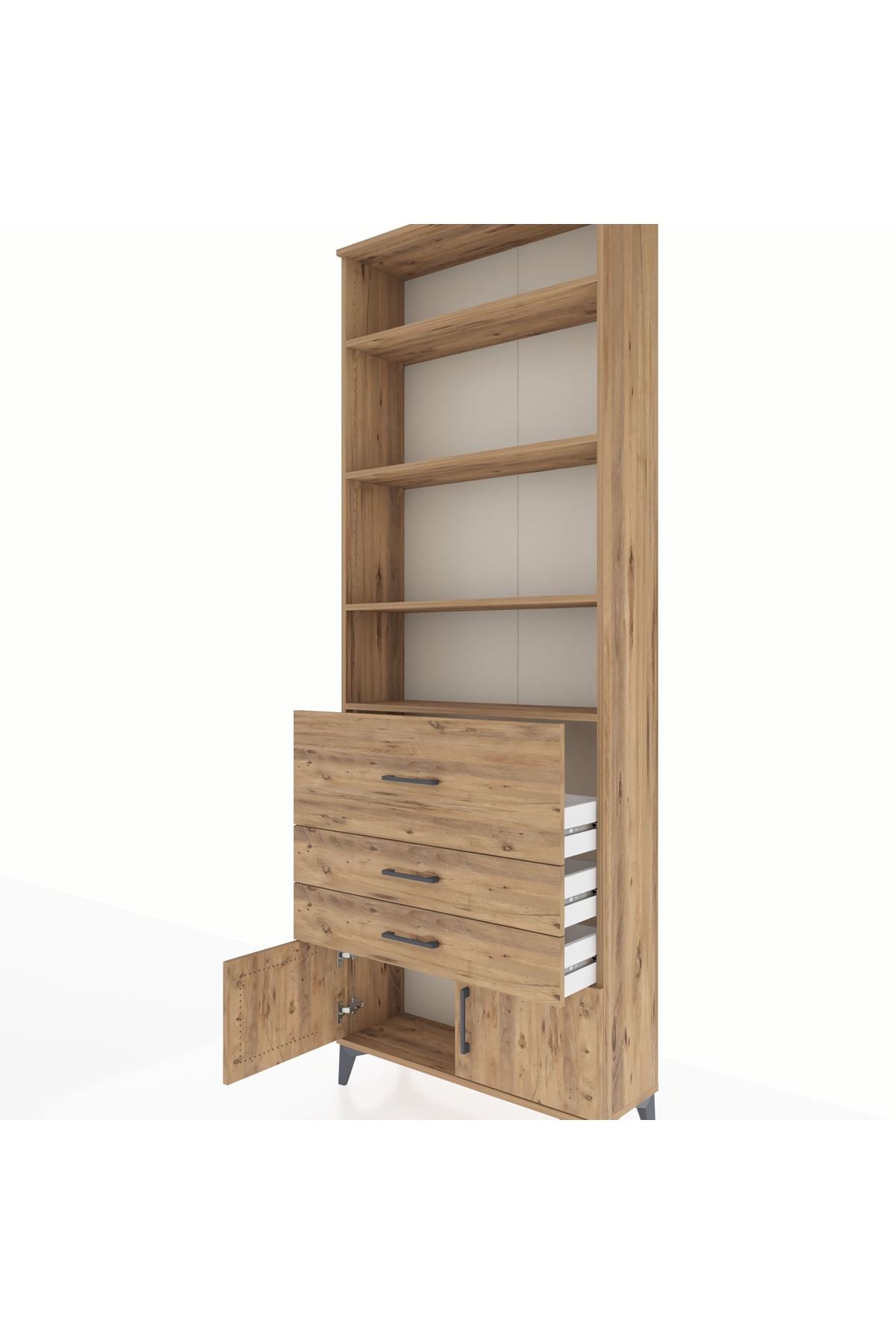 Arges Dolap 3 Raflı 2 Kapaklı Tek Askılı 88x30x243 Çam-Çam