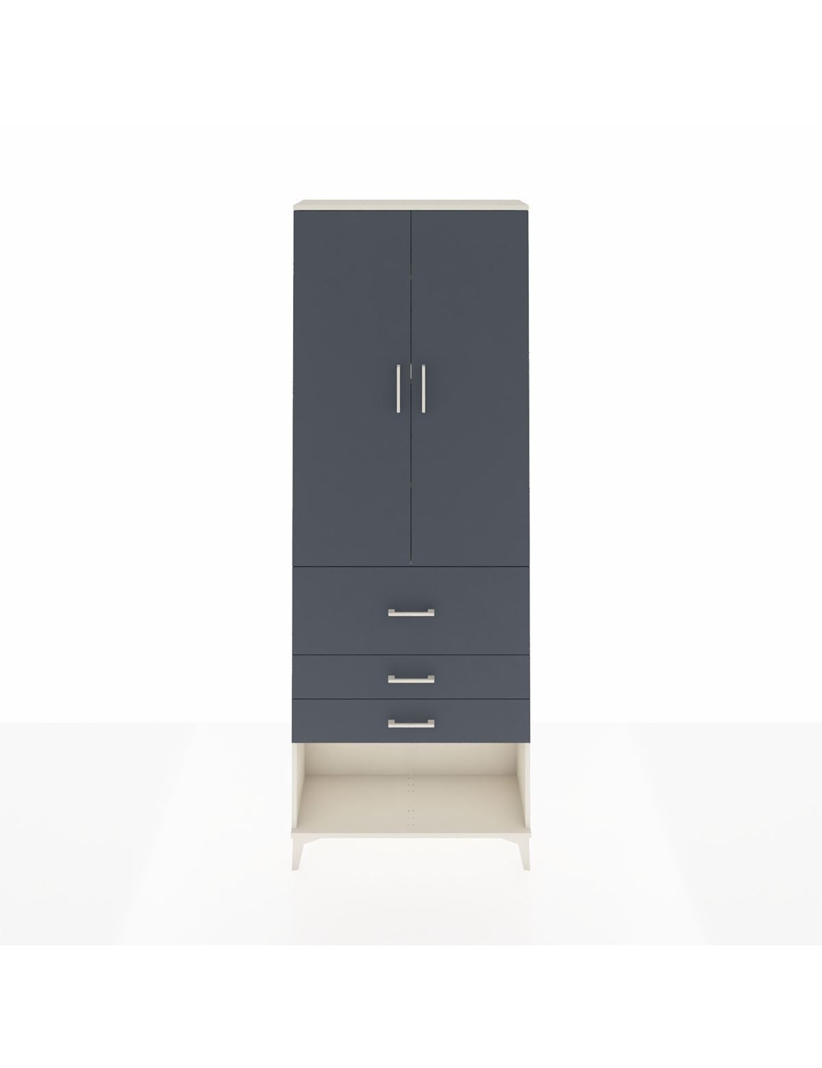 Arges Dolap 4 Raflı 3 Çekmeceli 2 Kapaklı 88x30x243 Aytaşı-Antrasit