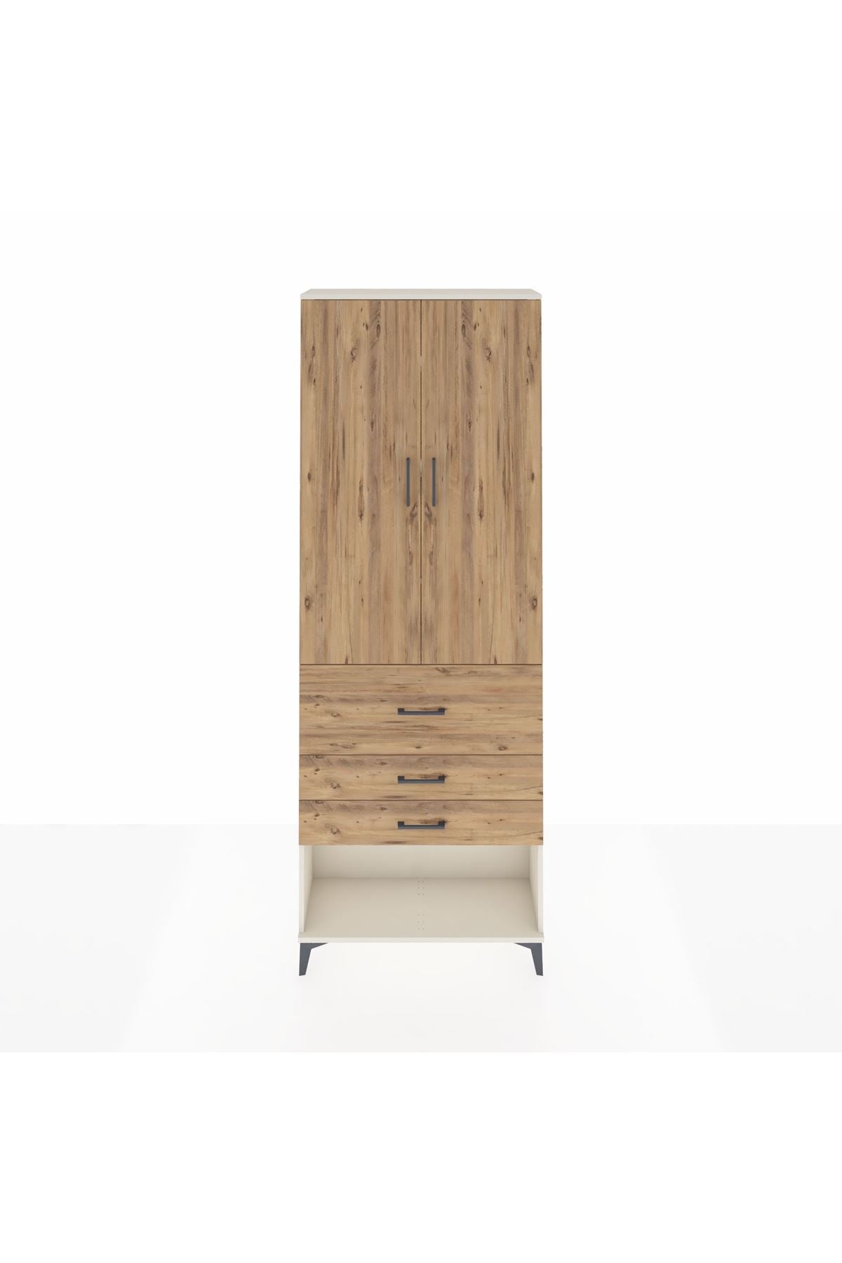 Arges Dolap 4 Raflı 3 Çekmeceli 2 Kapaklı 88x30x243 Aytaşı-Çam