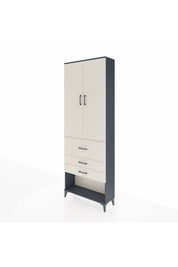 Arges Dolap 4 Raflı 3 Çekmeceli 2 Kapaklı 88x30x243 Antrasit-Aytaşı