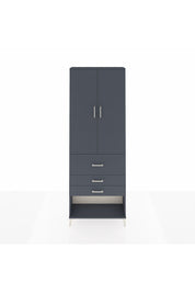 Arges Dolap 4 Raflı 3 Çekmeceli 2 Kapaklı 88x30x243 Antrasit-Antrasit