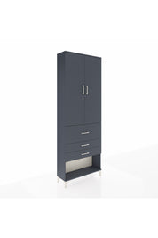 Arges Dolap 4 Raflı 3 Çekmeceli 2 Kapaklı 88x30x243 Antrasit-Antrasit