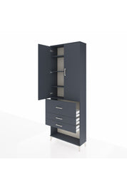 Arges Dolap 4 Raflı 3 Çekmeceli 2 Kapaklı 88x30x243 Antrasit-Antrasit