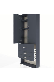 Arges Dolap 4 Raflı 3 Çekmeceli 2 Kapaklı 88x30x243 Antrasit-Antrasit