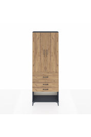Arges Dolap 4 Raflı 3 Çekmeceli 2 Kapaklı 88x30x243 Antrasit-Çam