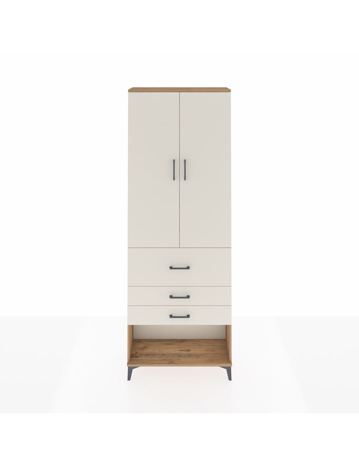 Arges Dolap 4 Raflı 3 Çekmeceli 2 Kapaklı 88x30x243 Çam-Aytaşı