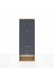 Arges Dolap 4 Raflı 3 Çekmeceli 2 Kapaklı 88x30x243 Çam-Antrasit