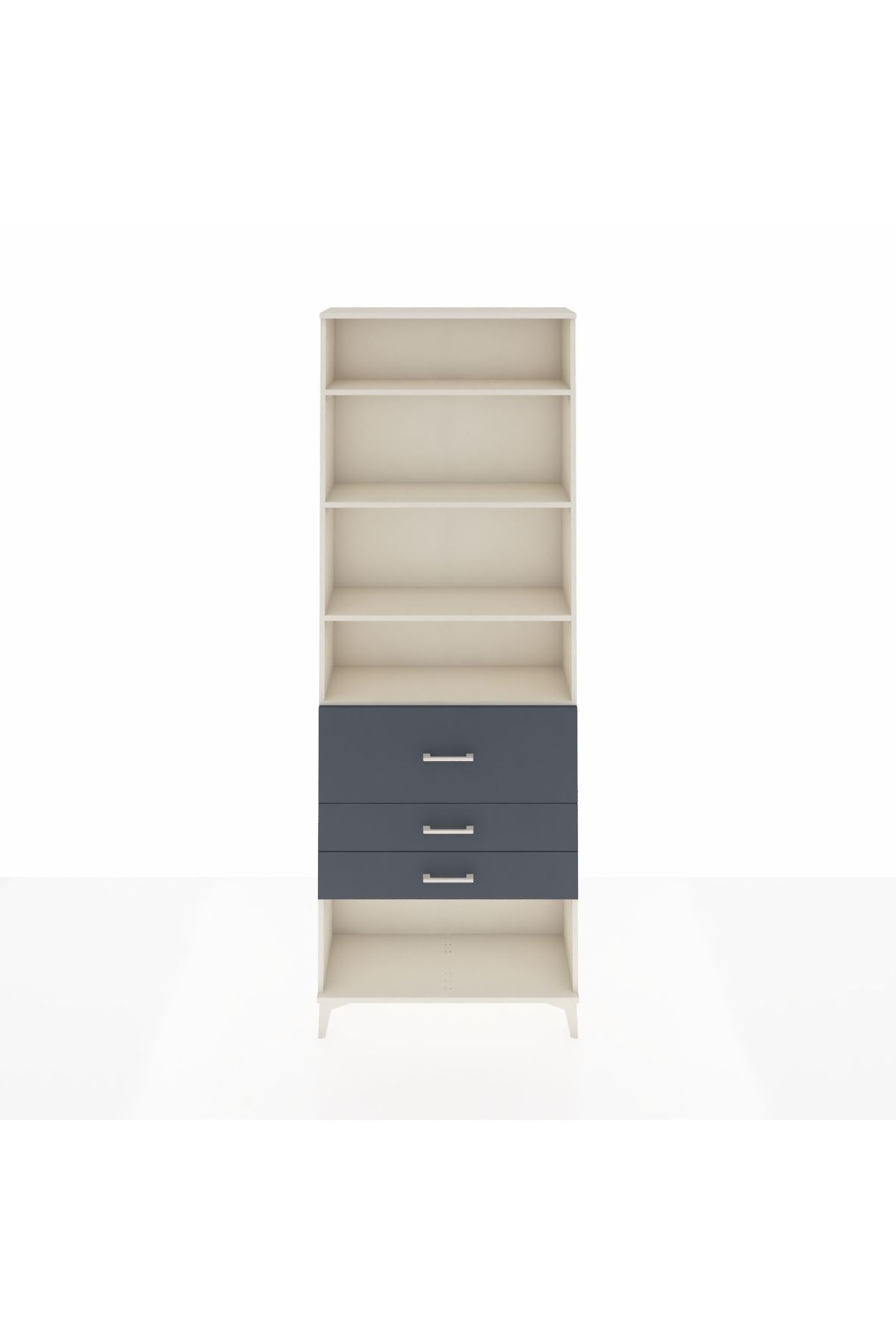 Arges Dolap 4 Raflı 3 Çekmeceli 88x30x243 Aytaşı-Antrasit