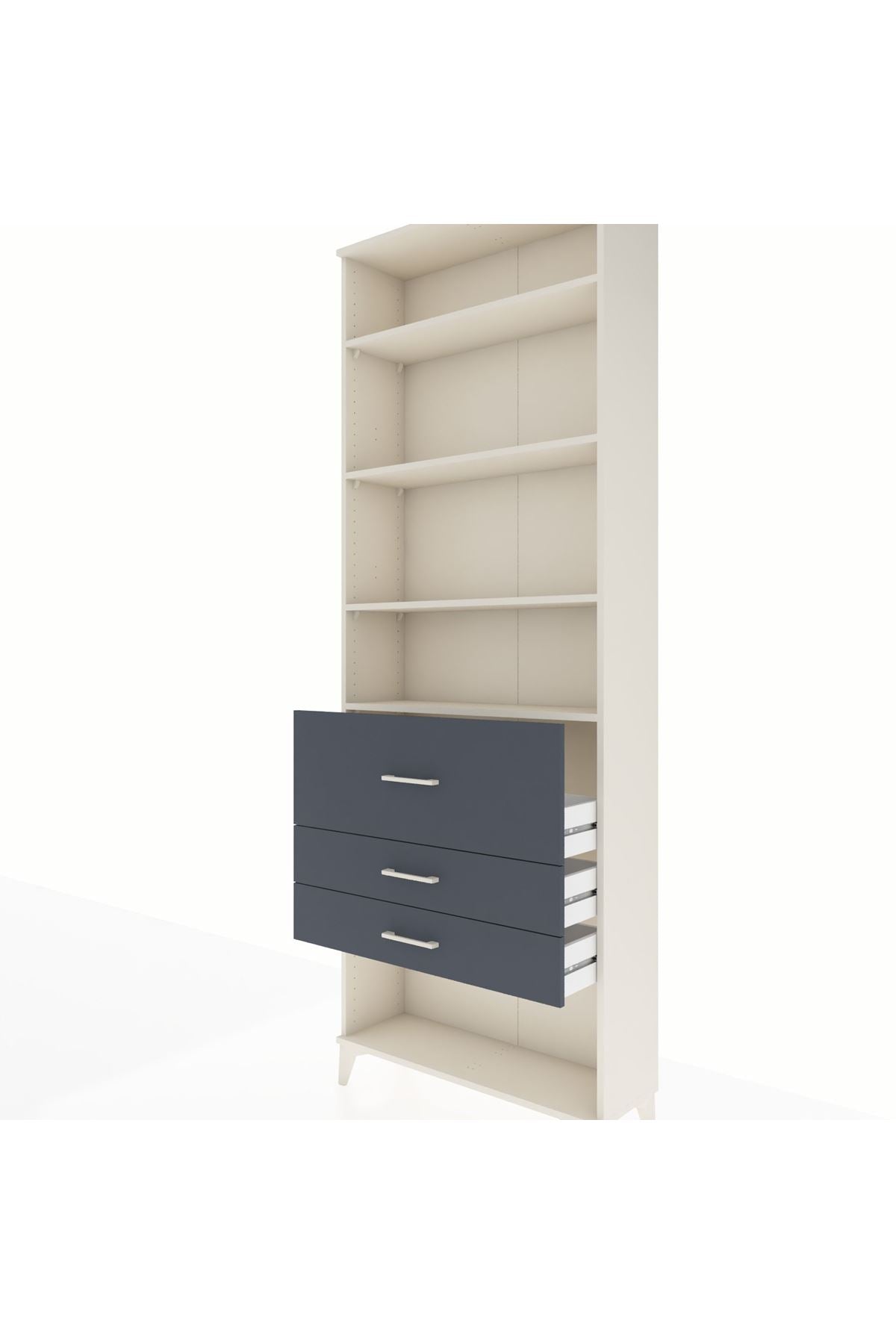 Arges Dolap 4 Raflı 3 Çekmeceli 88x30x243 Aytaşı-Antrasit