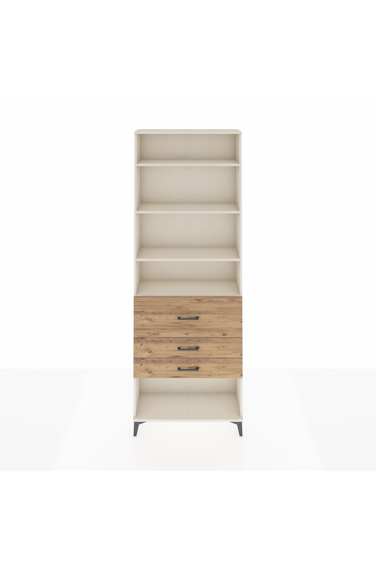 Arges Dolap 4 Raflı 3 Çekmeceli 88x30x243 Aytaşı-Çam