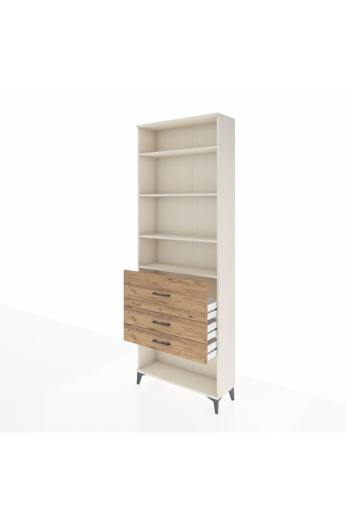 Arges Dolap 4 Raflı 3 Çekmeceli 88x30x243 Aytaşı-Çam