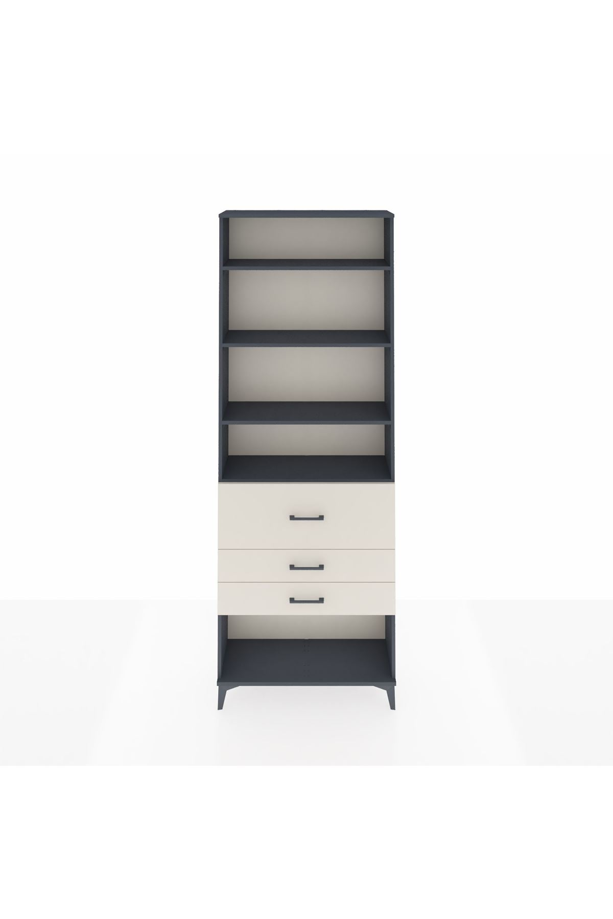 Arges Dolap 4 Raflı 3 Çekmeceli 88x30x243 Antrasit-Aytaşı