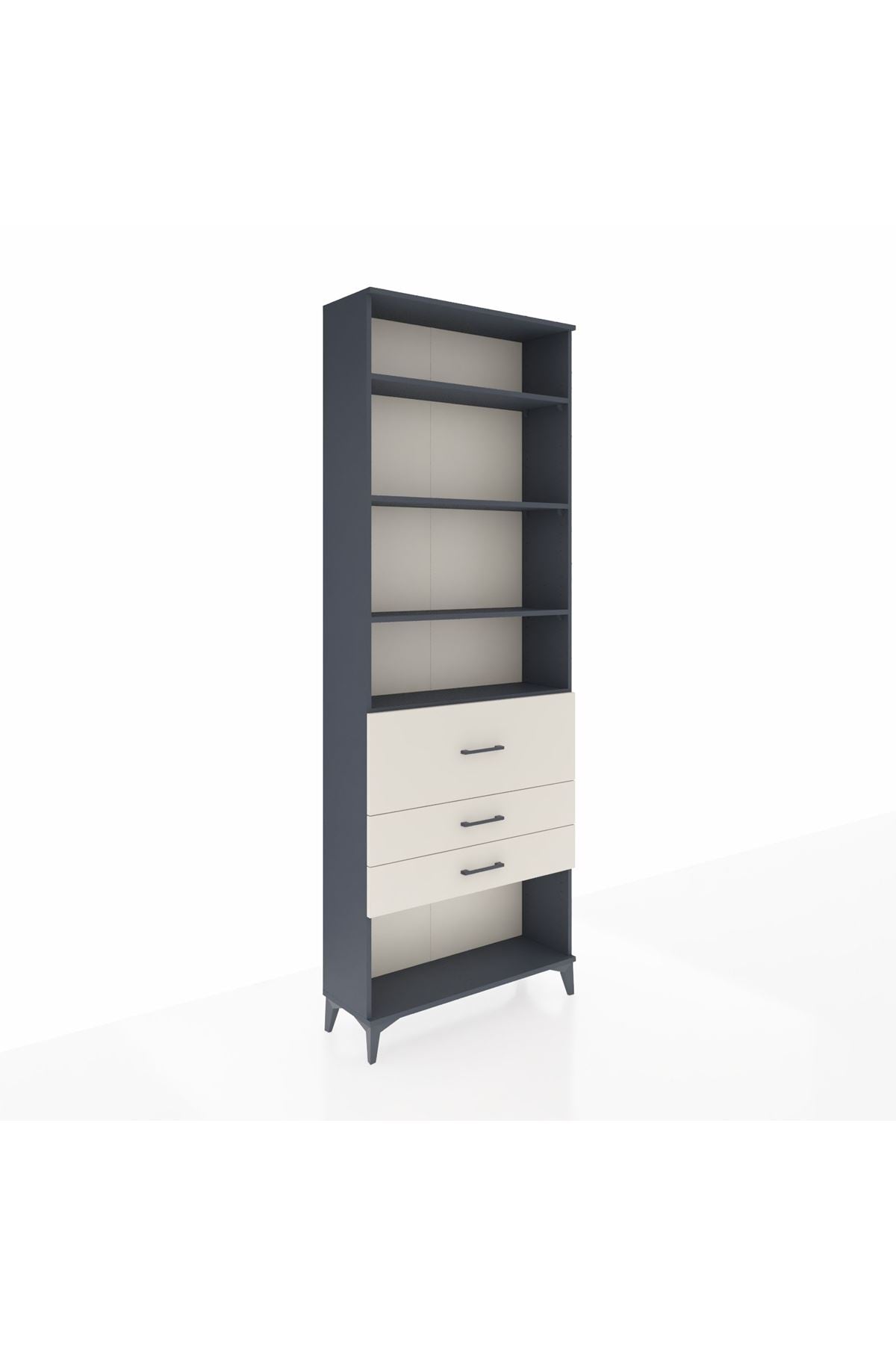 Arges Dolap 4 Raflı 3 Çekmeceli 88x30x243 Antrasit-Aytaşı