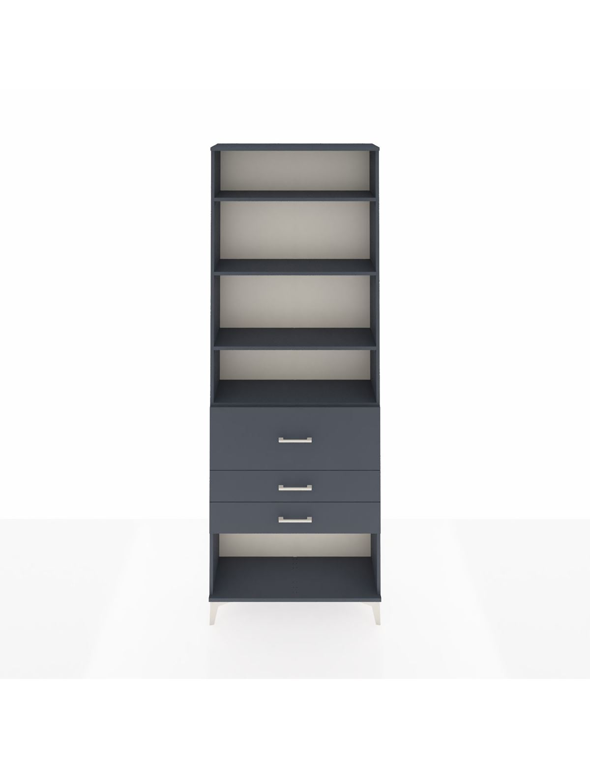 Arges Dolap 4 Raflı 3 Çekmeceli 88x30x243 Antrasit-Antrasit