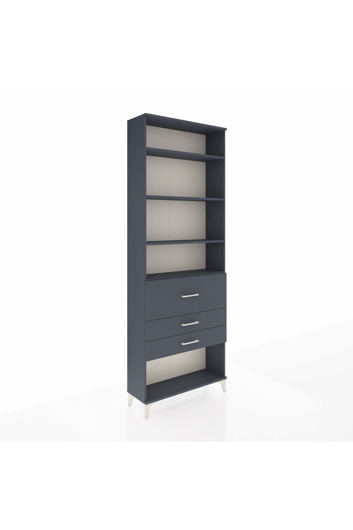 Arges Dolap 4 Raflı 3 Çekmeceli 88x30x243 Antrasit-Antrasit