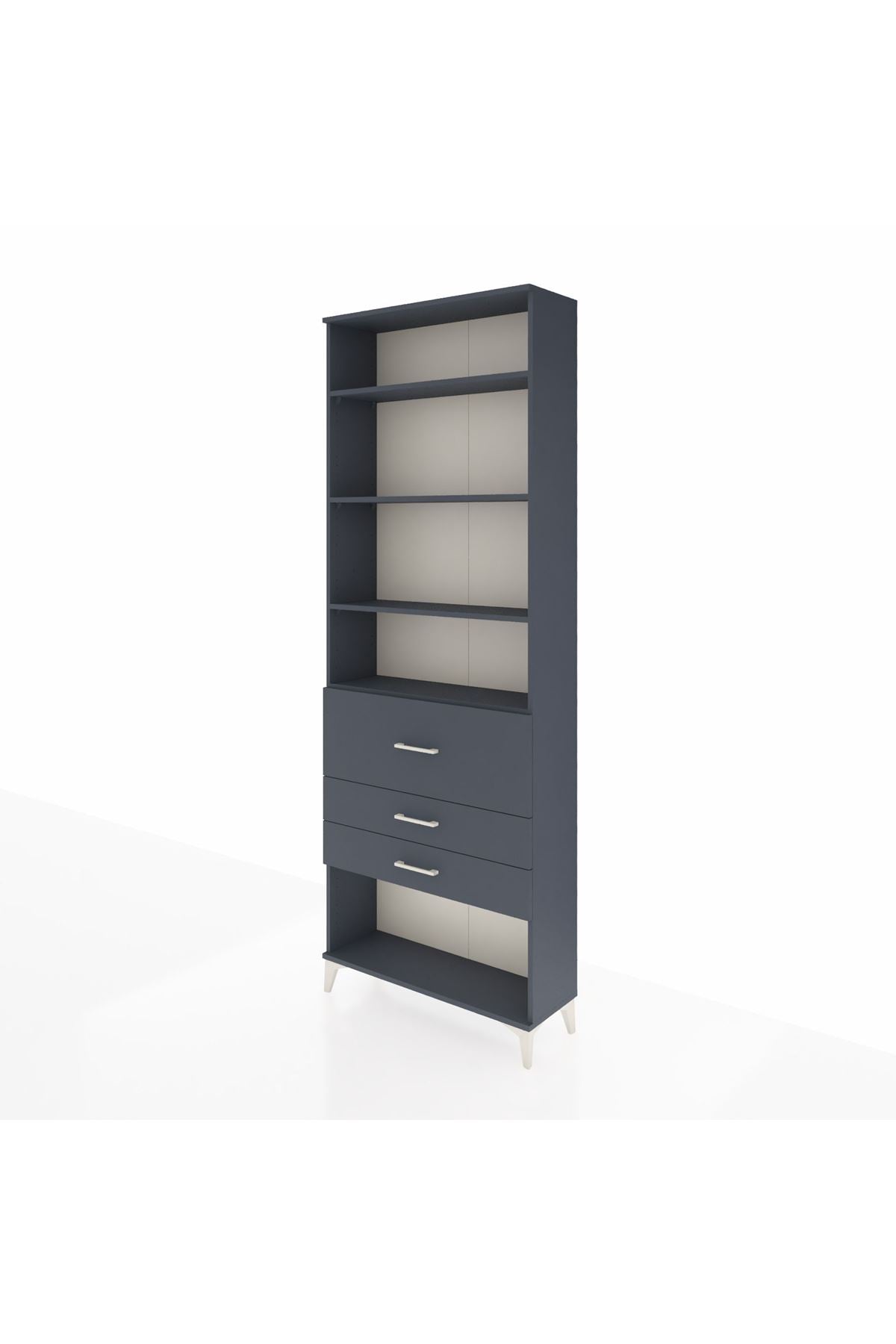 Arges Dolap 4 Raflı 3 Çekmeceli 88x30x243 Antrasit-Antrasit