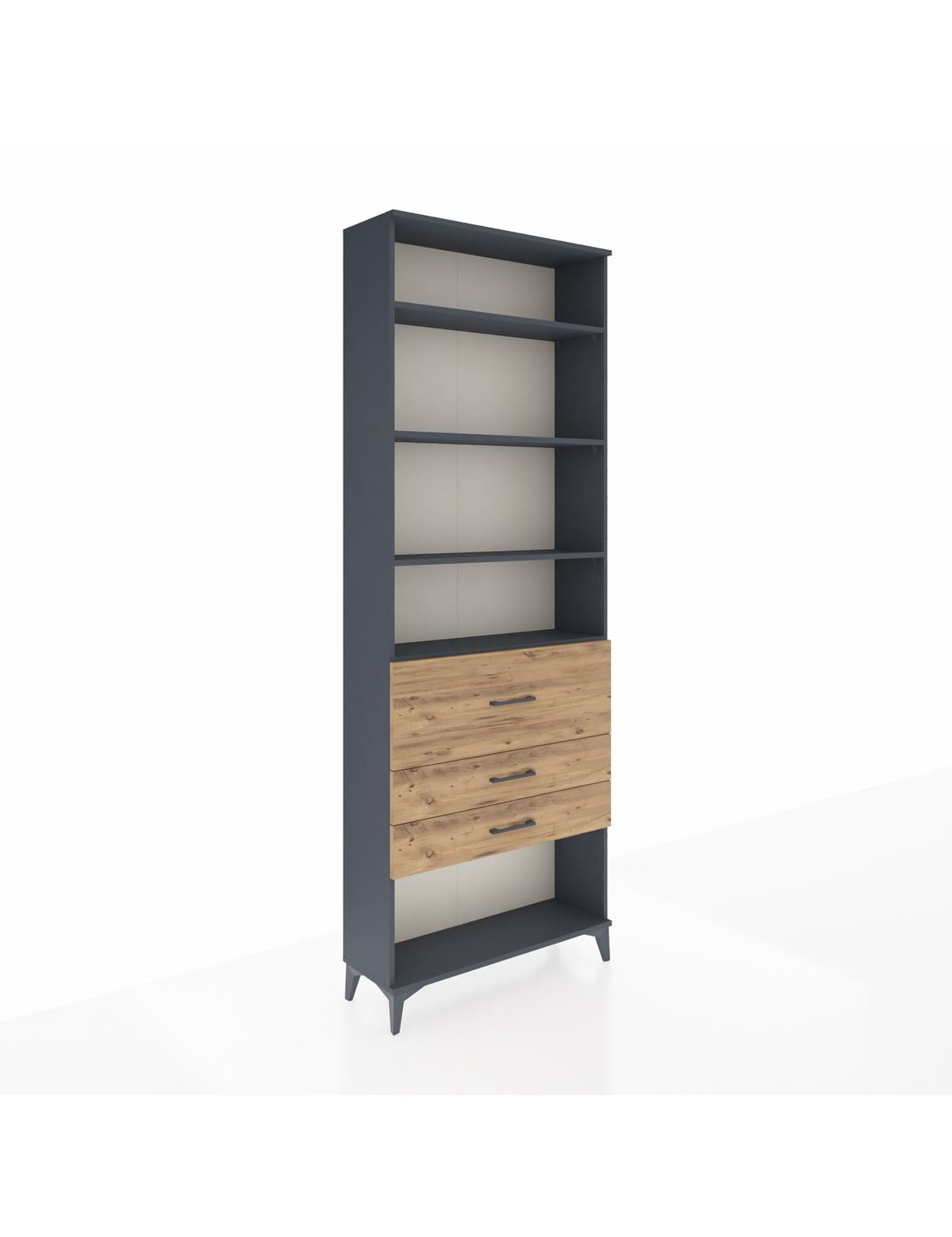 Arges Dolap 4 Raflı 3 Çekmeceli 88x30x243 Antrasit-Çam