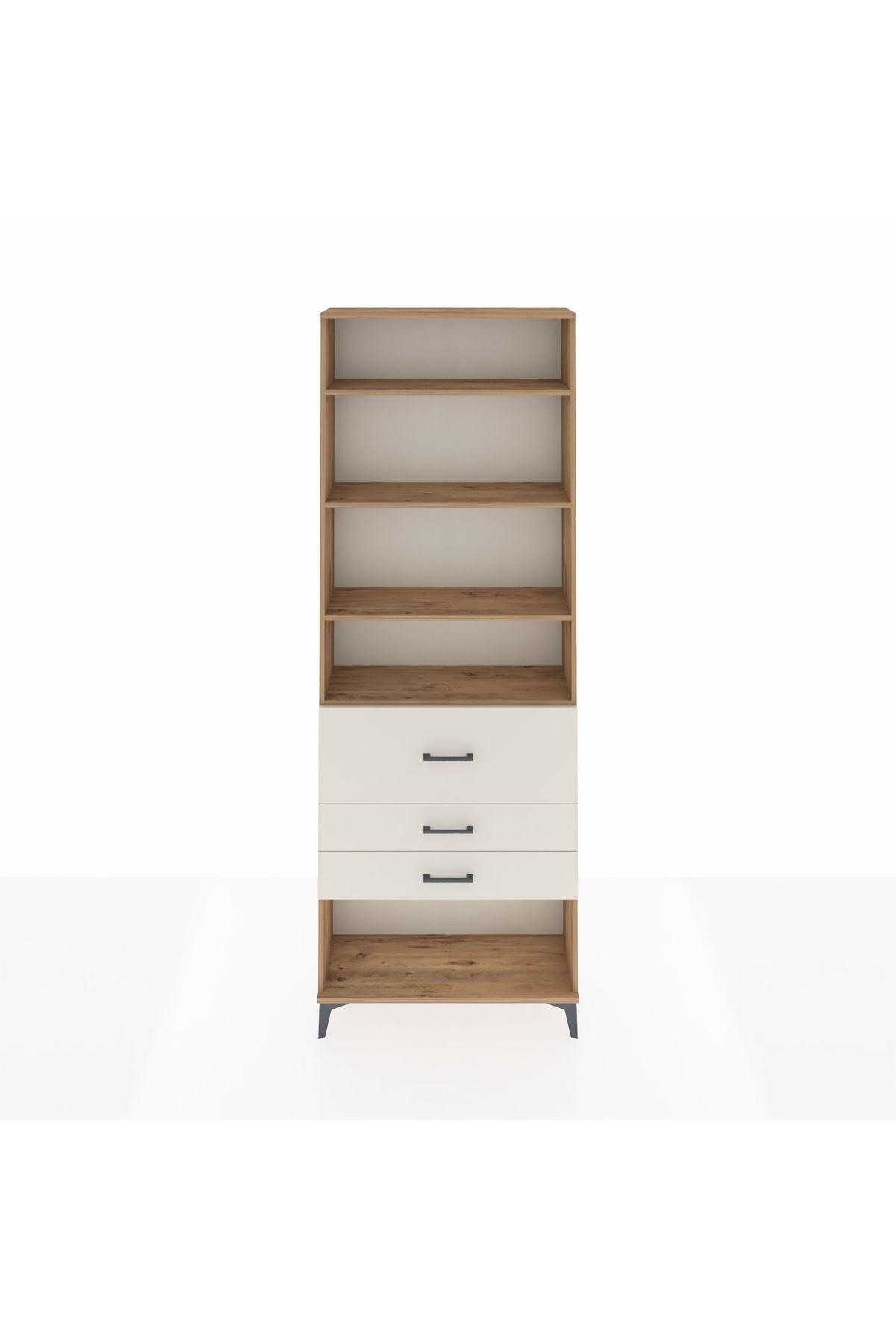 Arges Dolap 4 Raflı 3 Çekmeceli 88x30x243 Çam-Aytaşı